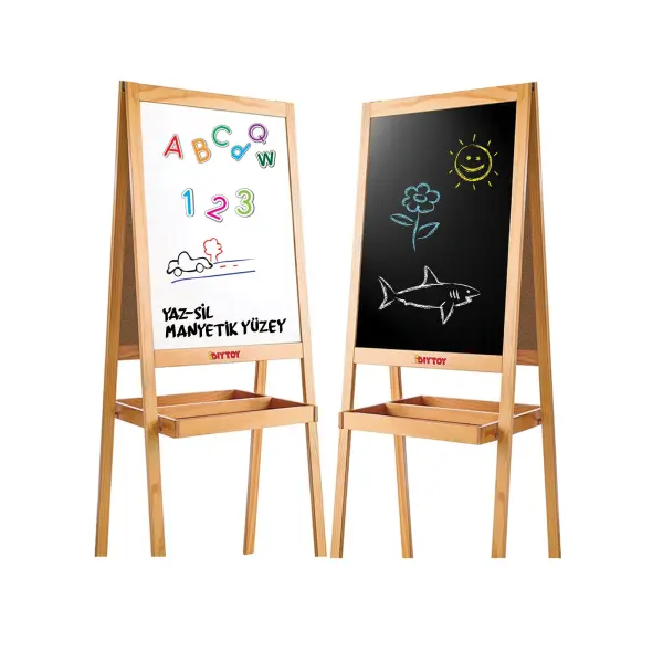 Diytoy Çift Taraflı Eğitici Ahşap Çocuk Yazı Tahtası – Manyetik & Ayaklı