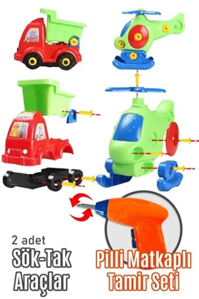 Birlik Oyuncak 3D Matkap Seti Sök Tak Araçlar - Matkap + 2 Adet Kaliteli AA Pil Dahil Paket