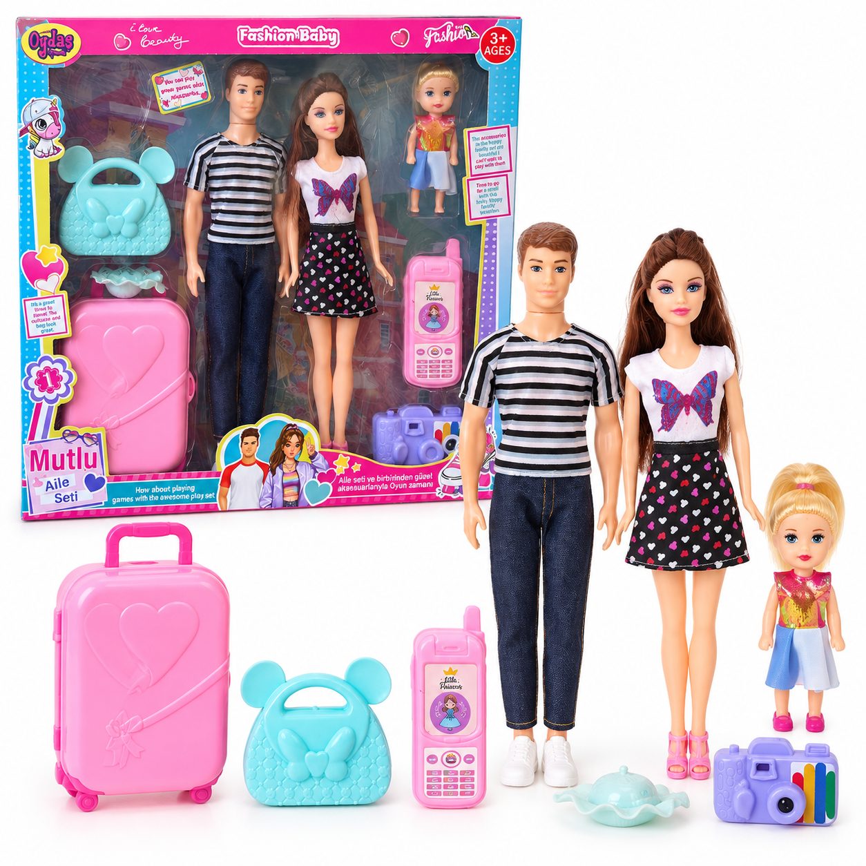 Oydaş Cindy Doll Aile Tatil Seti 3'lü Bebek ve Aksesuar Seti - 02455