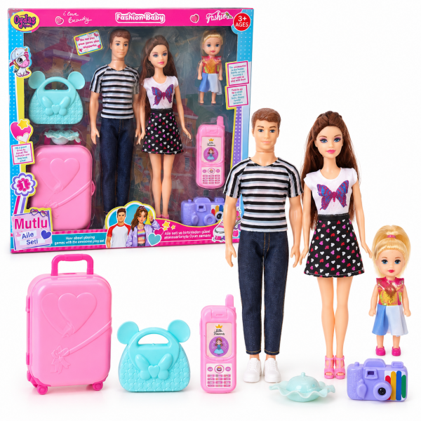 Oydaş Cindy Doll Aile Tatil Seti 3'lü Bebek ve Aksesuar Seti - 02455