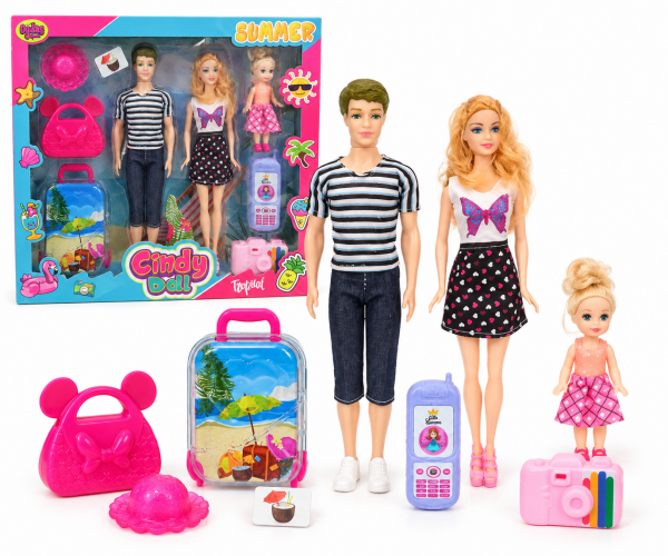 Oydaş Cindy Doll Aile Tatil Seti 3'lü Bebek ve Aksesuar Seti - 02455