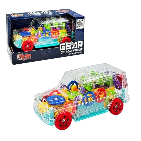 Vardem Işıklı Müzikli Çarp Dön Şeffaf Jeep Oyuncak Araba 18 Cm