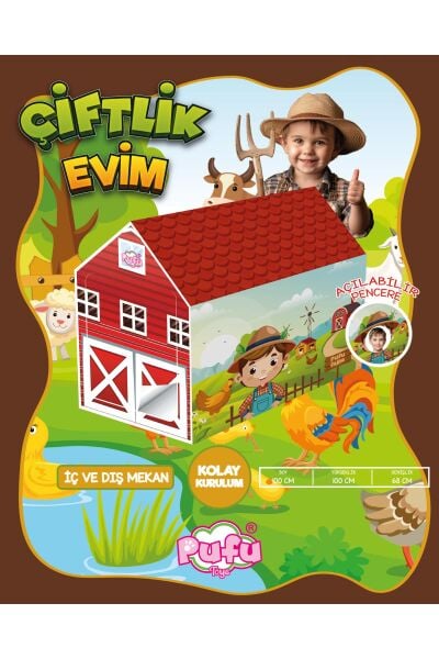 Pufu Çiftlik Evi Çocuk Oyun Çadırı 100 × 68 × 100 cm