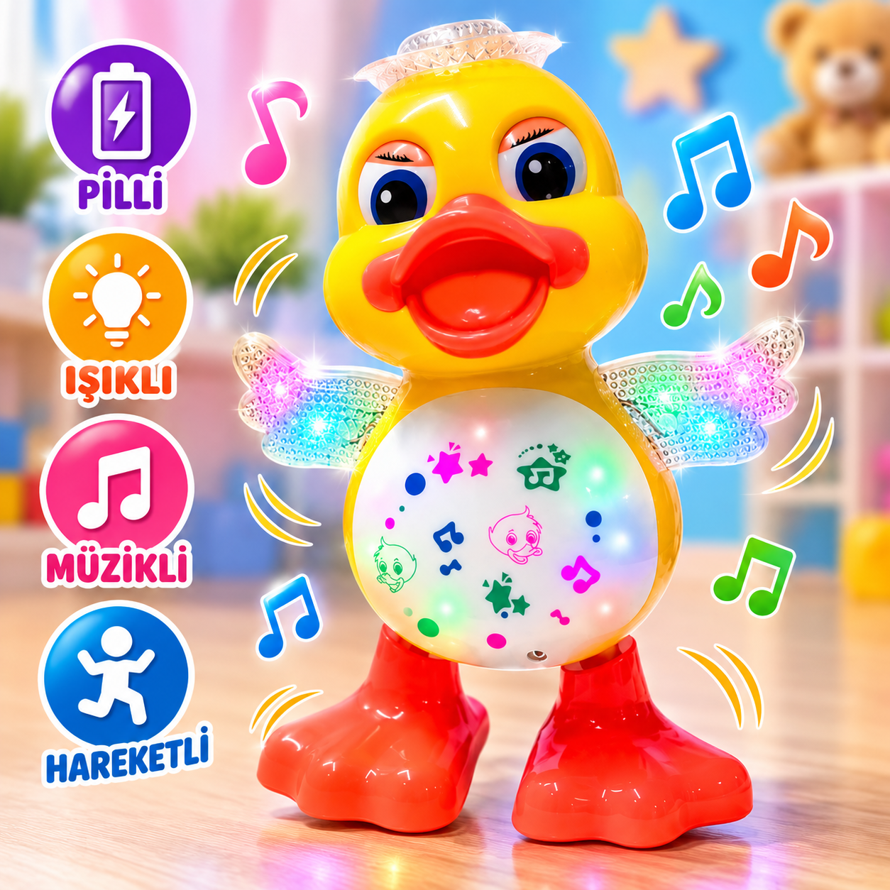 Can Ali Toys Pilli Işıklı Müzikli Dans Eden Ördek CNL-6668