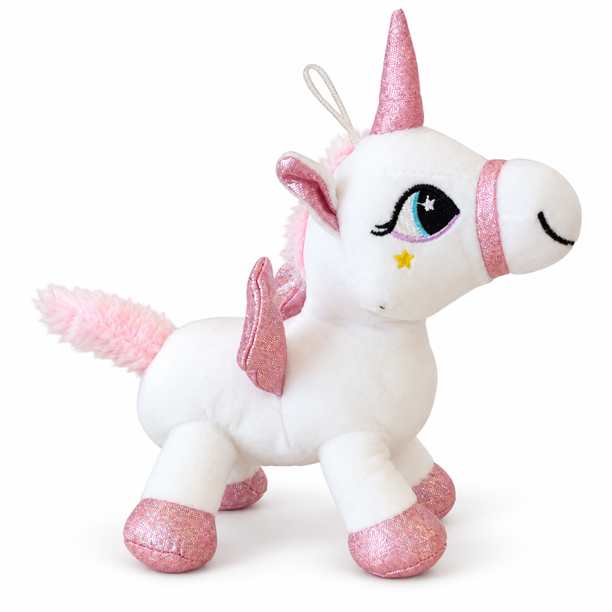 Beyaz Kanatlı Unicorn Peluş Pony 24 cm