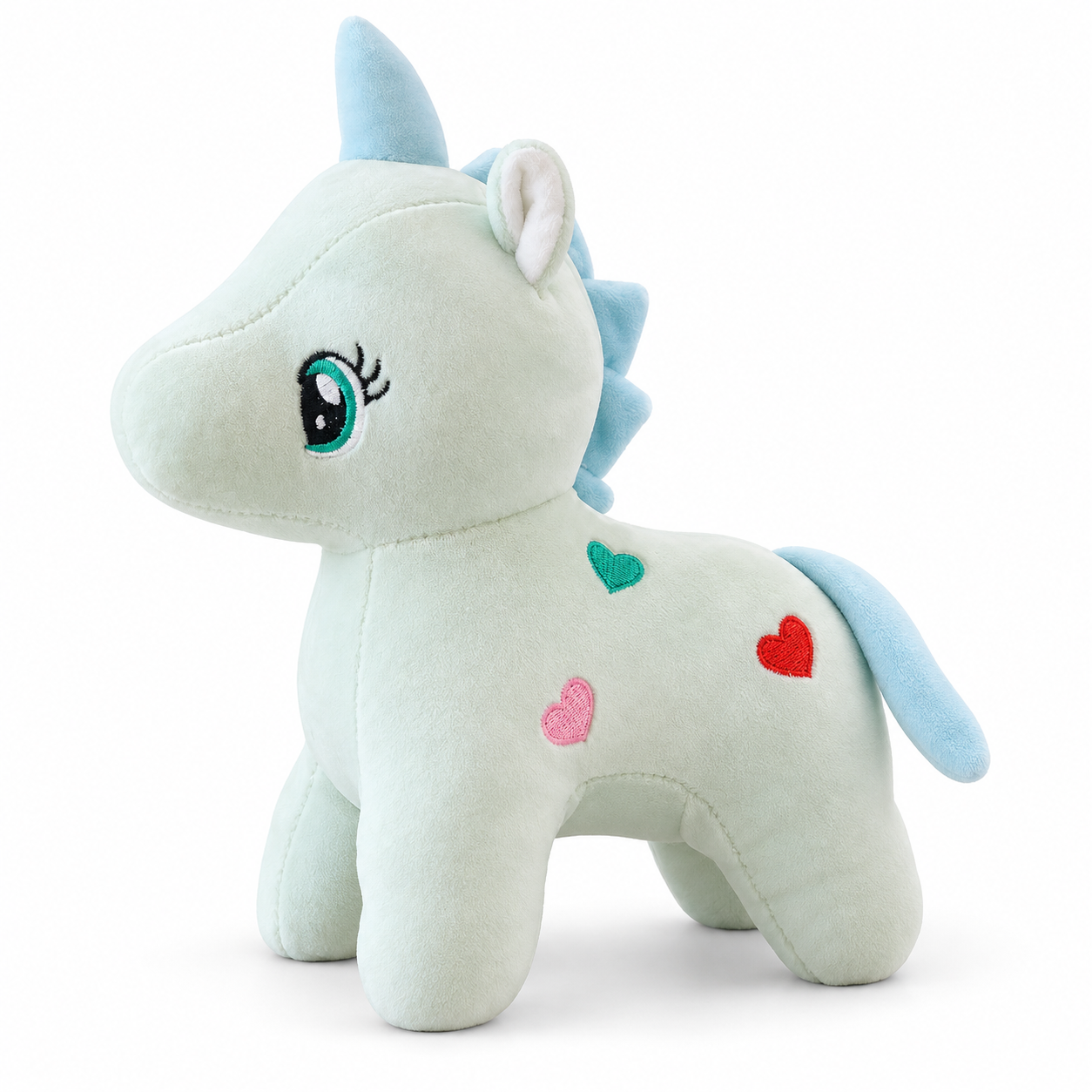 Kalp İşlemeli Camgöbeği Unicorn Peluş Oyuncak 30 × 30 cm