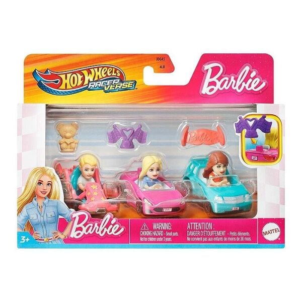 Hot Wheels RacerVerse Barbie 3'lü Metal Araba Seti JDG45