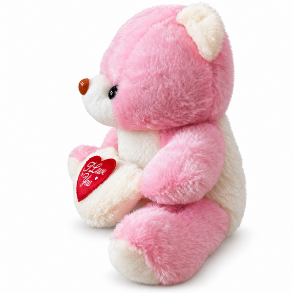 Turuncu Kalpli Peluş Ayıcık – I Love You Yazılı - 26 × 24 cm