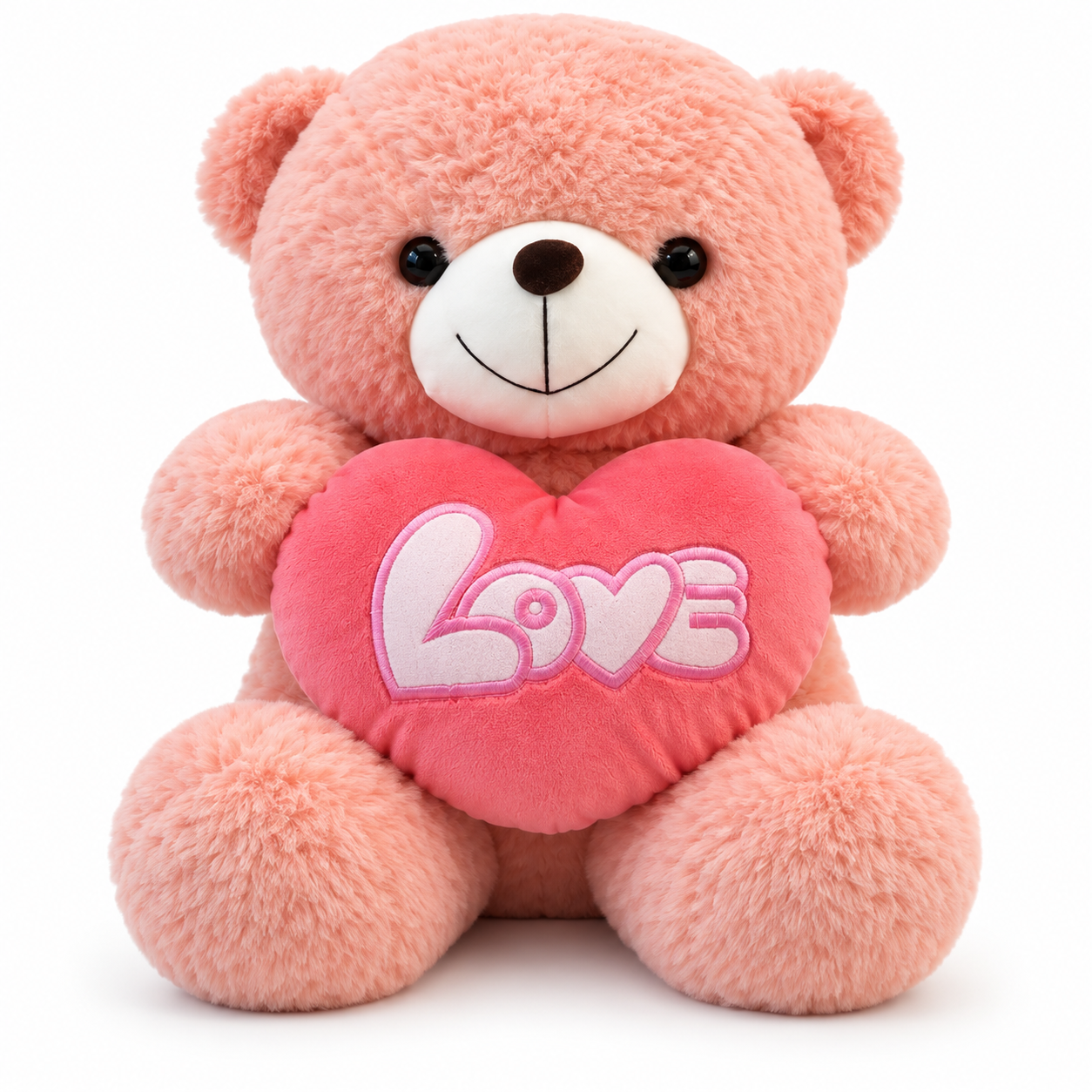 Pembe 50 cm LOVE Kalpli Peluş Ayıcık – Sevgiliye Hediye