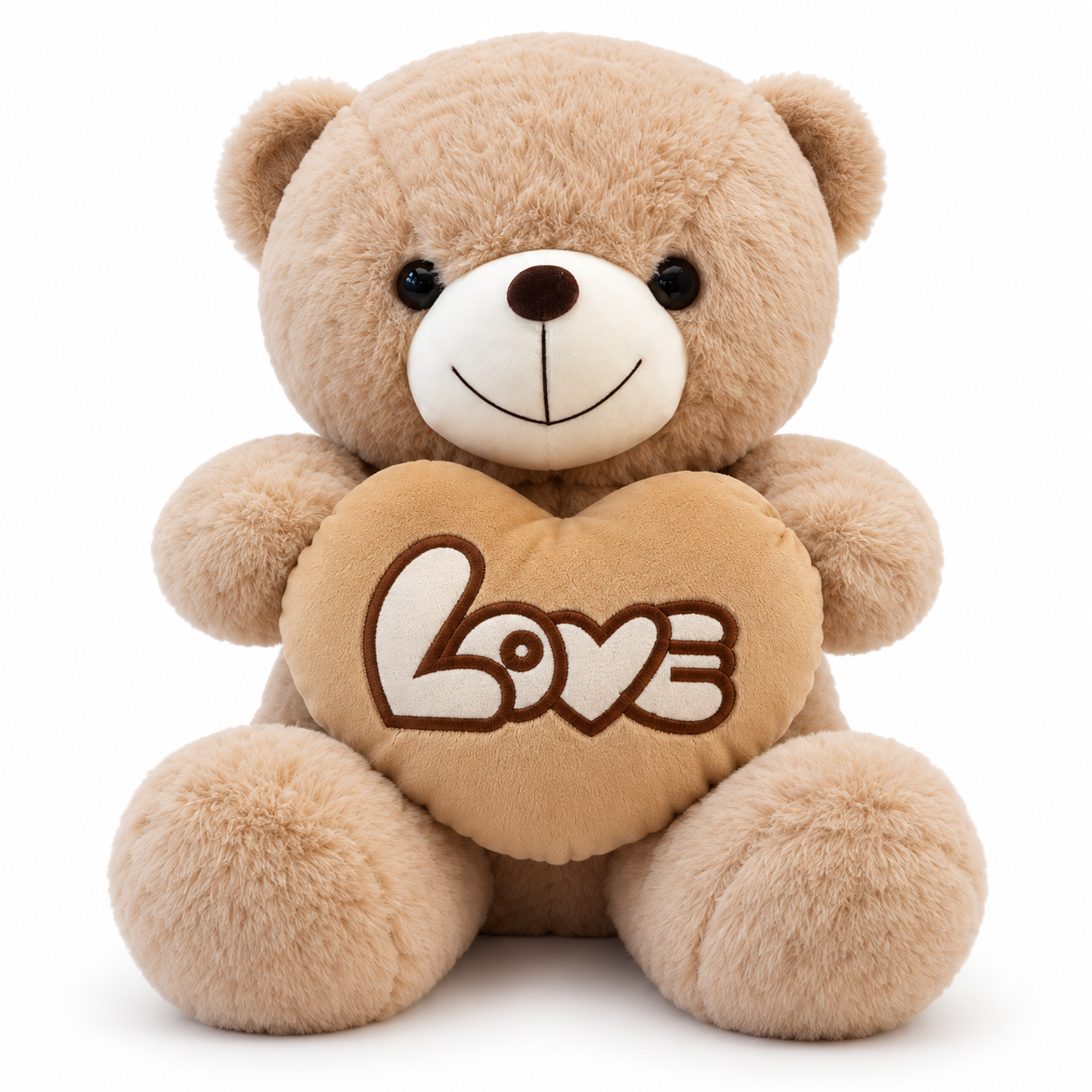 Bej 50 cm LOVE Kalpli Peluş Ayıcık – Sevgiliye Hediye