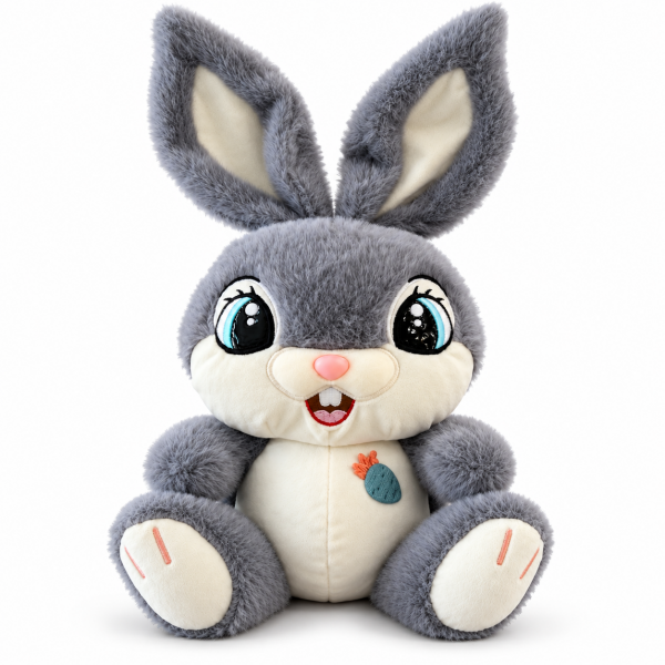 Uzun Kulaklı Sevimli Peluş Tavşan 40 cm - Gri