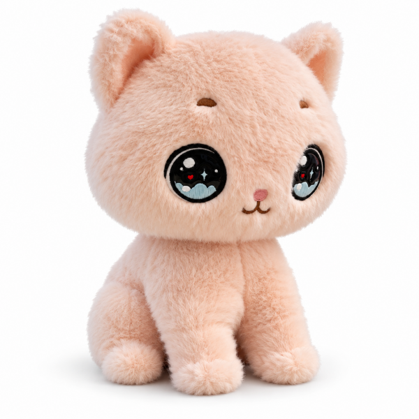 Büyük Gözlü Sevimli Peluş Kedicik - Pembe 28 cm