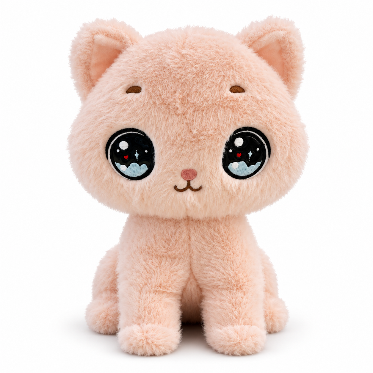 Büyük Gözlü Sevimli Peluş Kedicik - Pembe 28 cm