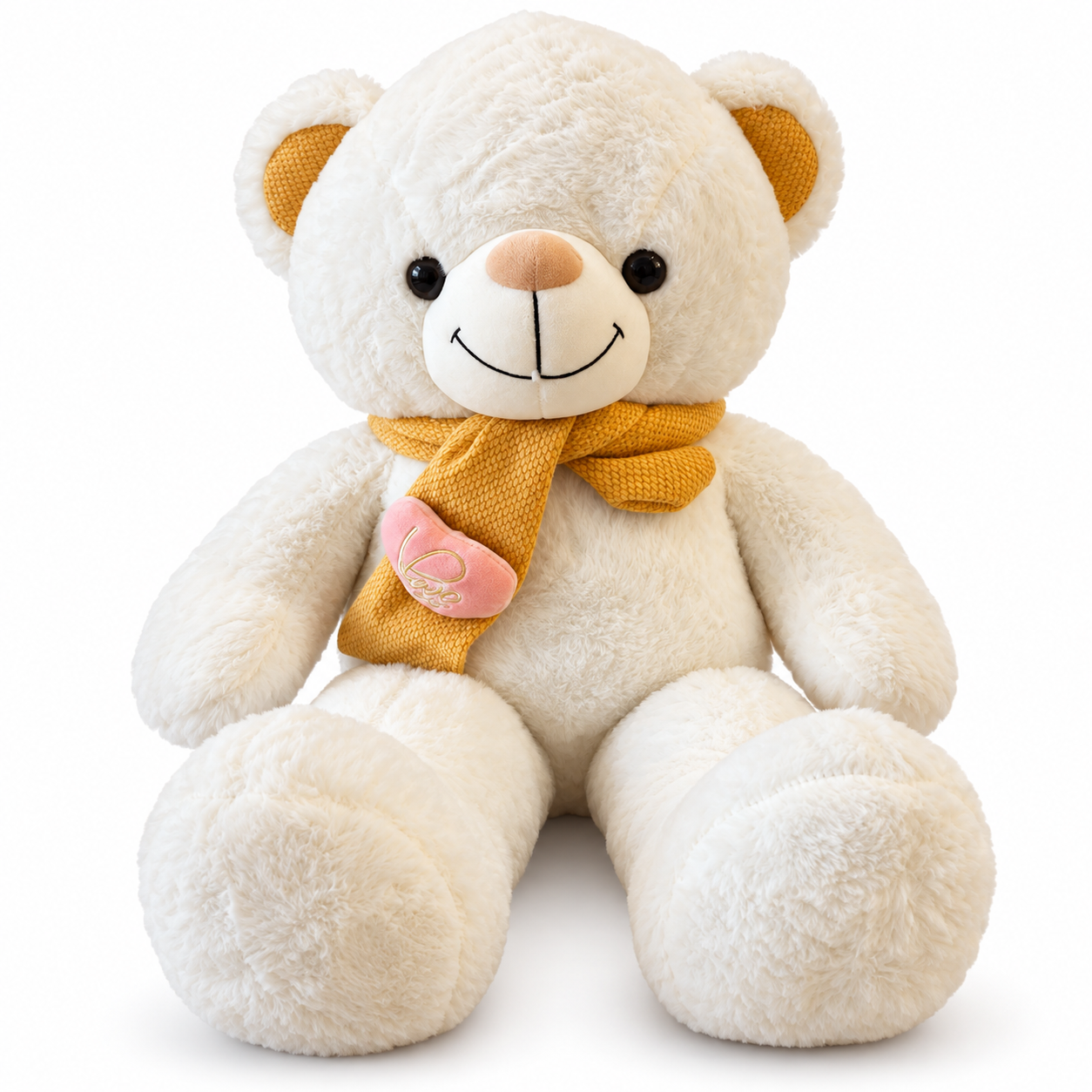 Atkılı Büyük Boy Peluş Ayı 72 cm - Beyaz