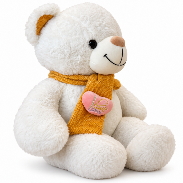 Atkılı Büyük Boy Peluş Ayı 72 cm - Beyaz