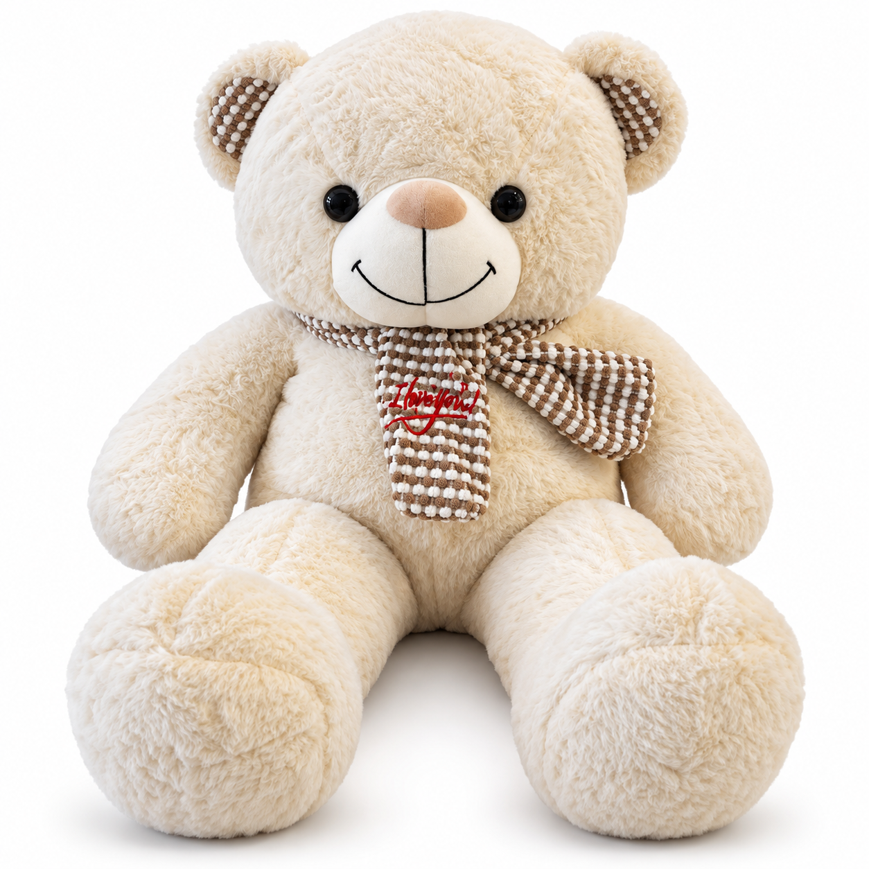 Atkılı Büyük Boy Peluş Ayı 72 cm - Krem