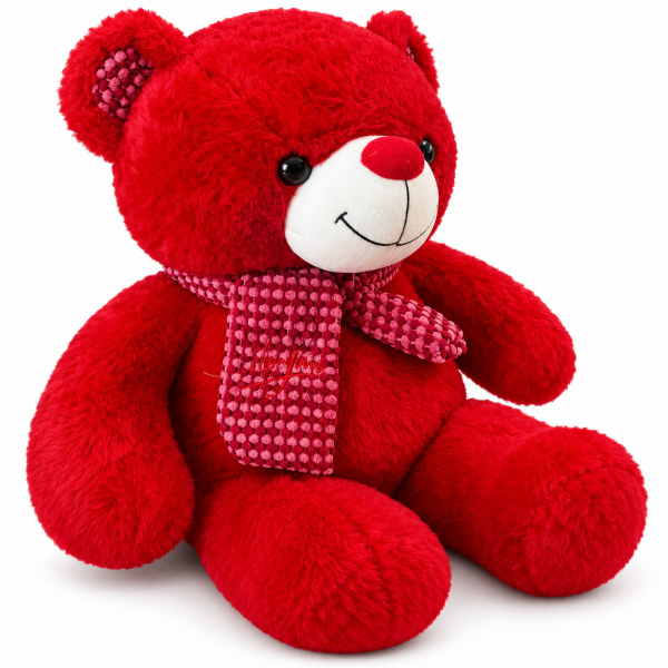 Atkılı Büyük Boy Peluş Ayı 72 cm - Kırmızı
