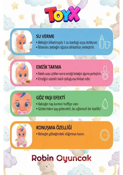 Toyx Ağlayan ve Konuşan Et Bebek 20 cm – İnteraktif Oyuncak