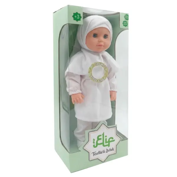 Elif Tesettürlü Dua Eden ve İlahi Okuyan Sesli Oyuncak Bebek – Beyaz