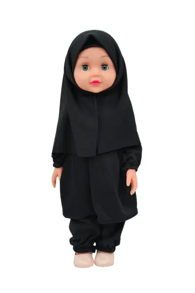 Elif Tesettürlü Dua Eden ve İlahi Okuyan Sesli Oyuncak Bebek – Siyah