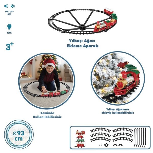 Vardem Işıklı ve Sesli Yılbaşı Tren Seti 19 Parça 93 cm