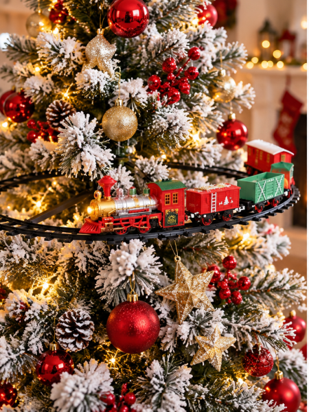 Vardem Işıklı ve Sesli Yılbaşı Tren Seti 19 Parça 93 cm