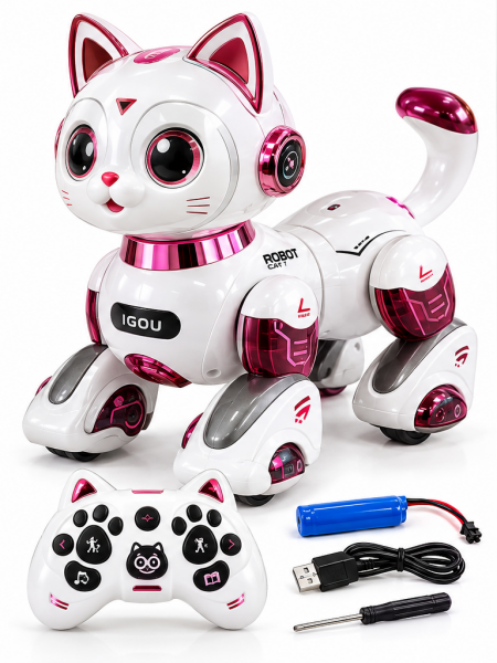 Vardem Hikâye Anlatan Akıllı Robot Kedi 27 cm Pembe – Eğitici, Kumandalı, 3+ Yaş