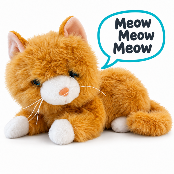 Vardem Miyavlayan Yumuşak Tüylü Peluş Kedi 40 cm – Sarı