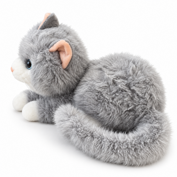 Vardem Miyavlayan Yumuşak Tüylü Peluş Kedi 40 cm – Gri