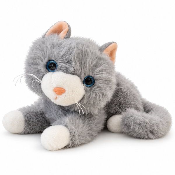 Vardem Miyavlayan Yumuşak Tüylü Peluş Kedi 40 cm – Gri
